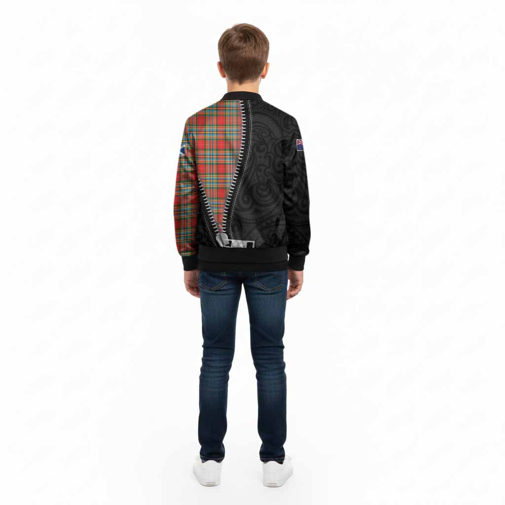 Chattan Tartan Kid Bomber Jacket New Zealand Pattern Unique Zipper Stylized