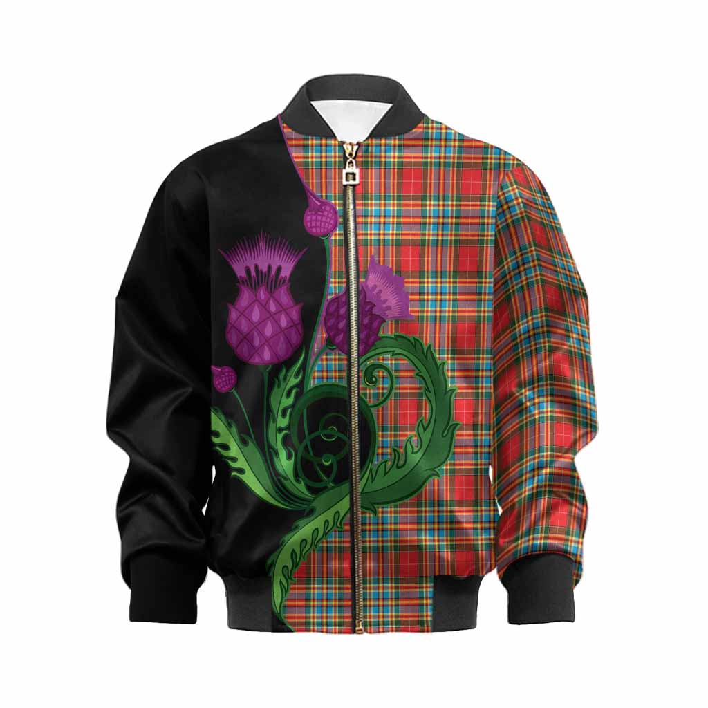 Chattan Tartan Kid Bomber Jacket Traditional Scottish Thistle