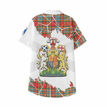Chattan Tartan Kid Hawaiian Shirt with Family Crest and Lion Rampant Grunge Style