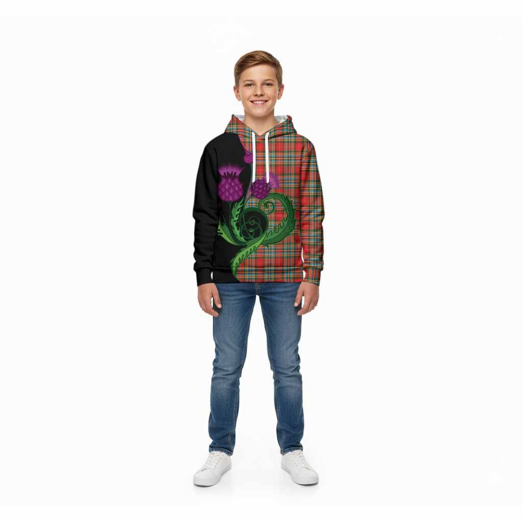 Chattan Tartan Kid Hoodie Traditional Scottish Thistle