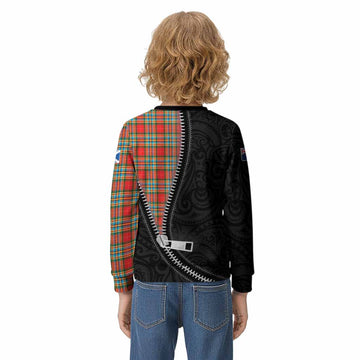 Chattan Tartan Kid Knitted Sweatshirt New Zealand Pattern Unique Zipper Stylized