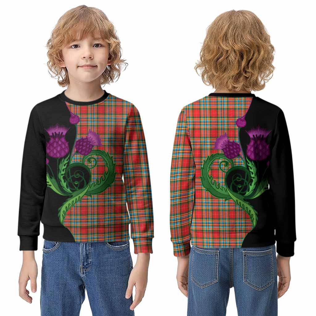 Chattan Tartan Kid Knitted Sweatshirt Traditional Scottish Thistle