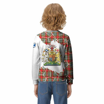 Chattan Tartan Kid Knitted Sweatshirt with Family Crest and Lion Rampant Grunge Style
