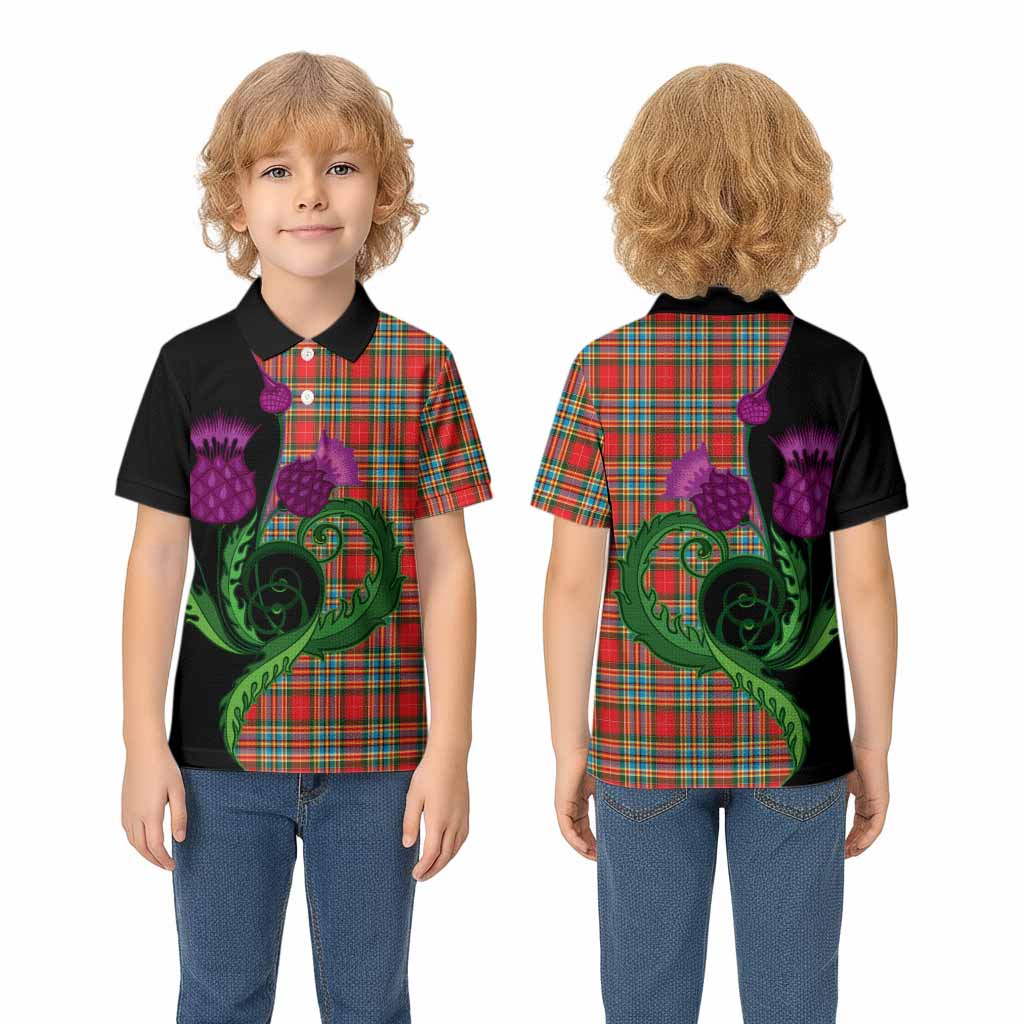 Chattan Tartan Kid Polo Shirt Traditional Scottish Thistle