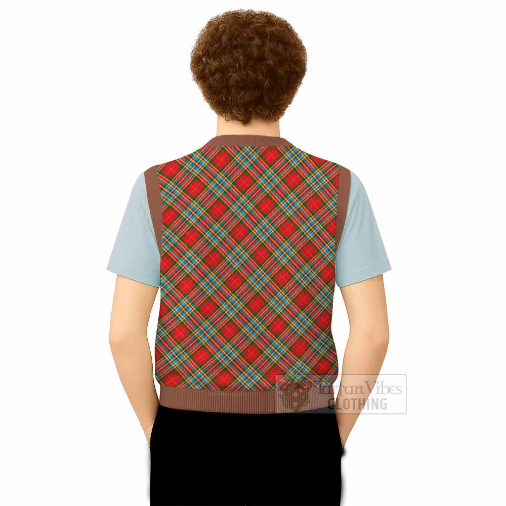 Chattan Tartan  Knitted V-Neck Vest Cross Style