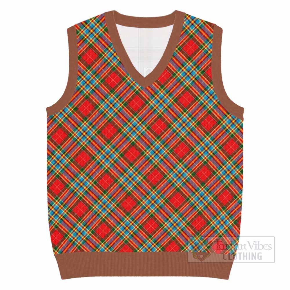 Chattan Tartan  Knitted V-Neck Vest Cross Style