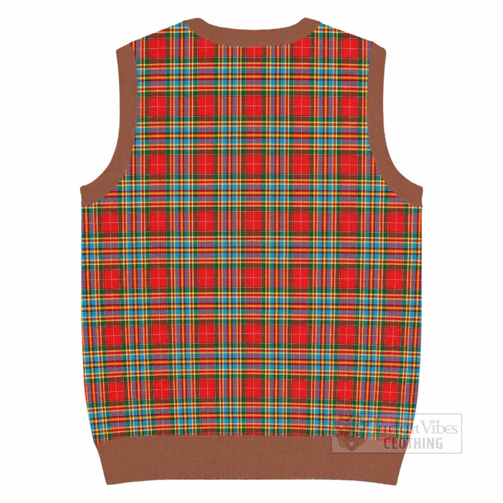 Chattan Tartan Knitted V-Neck Vest with Family Crest - Tartan Vibes Clothing