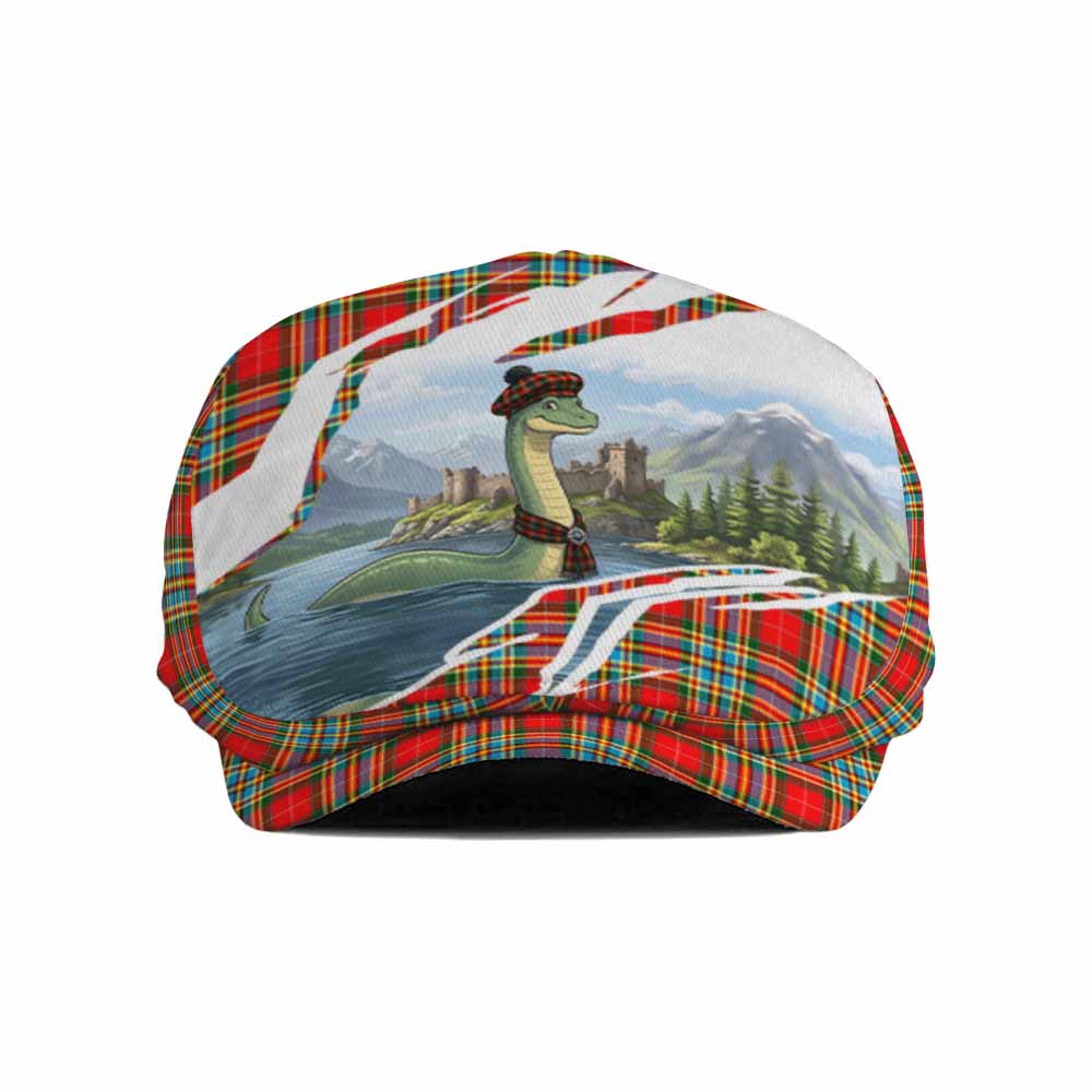Chattan Tartan Loch Ness Monster Scottish Heritage Art Flat Cap, Jeff Cap