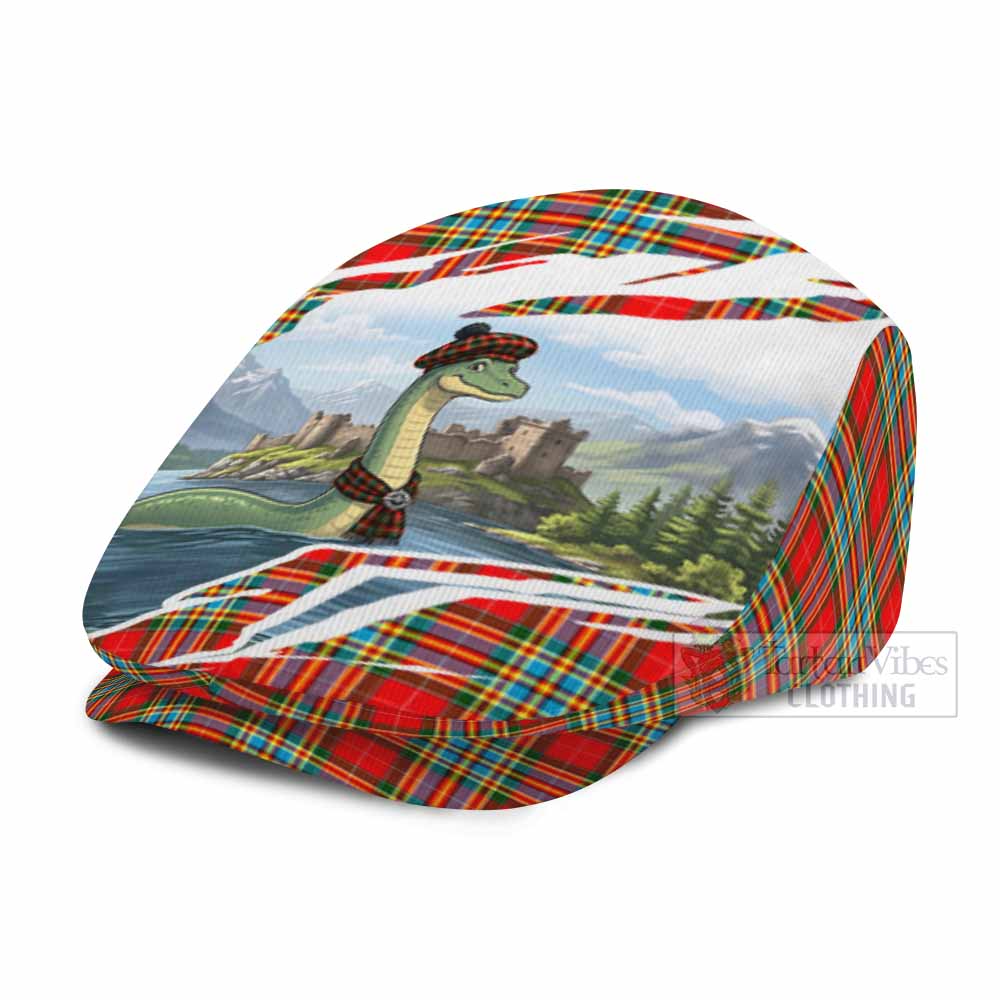 Chattan Tartan Loch Ness Monster Scottish Heritage Art Flat Cap, Jeff Cap