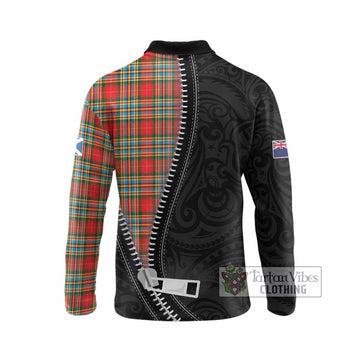 Chattan Tartan Long Sleeve Polo Shirt New Zealand Pattern Unique Zipper Stylized