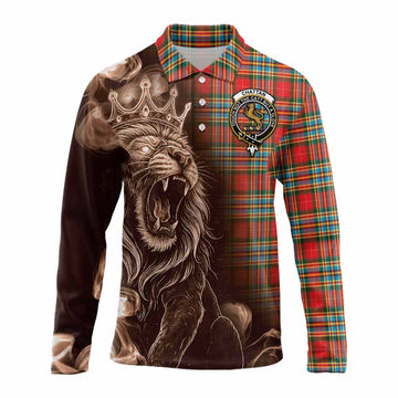 Chattan Tartan Long Sleeve Polo Shirt Roaring Lion Heritage