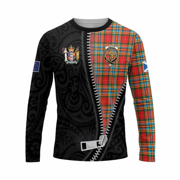 Chattan Tartan Long Sleeve T-Shirt New Zealand Pattern Unique Zipper Stylized