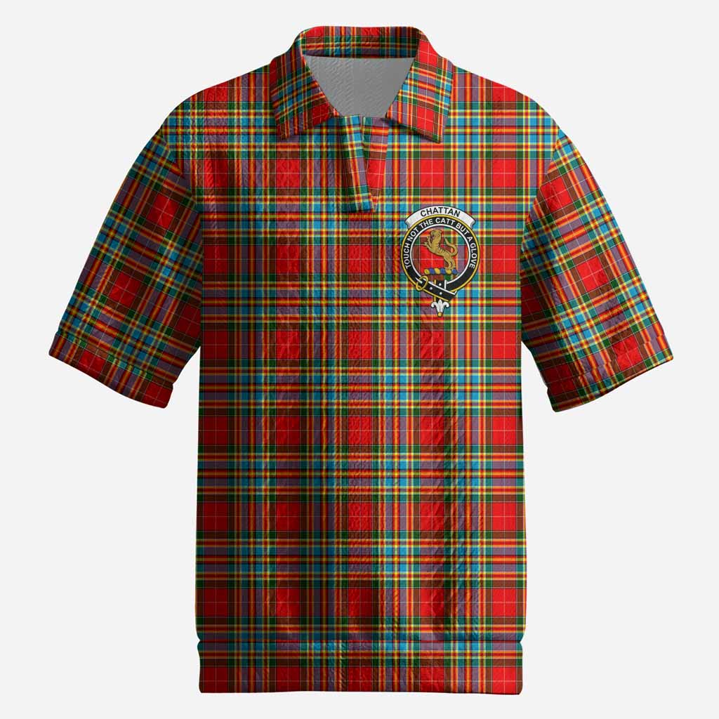 Chattan Tartan Men’s Polo Sweater Top with Family Crest