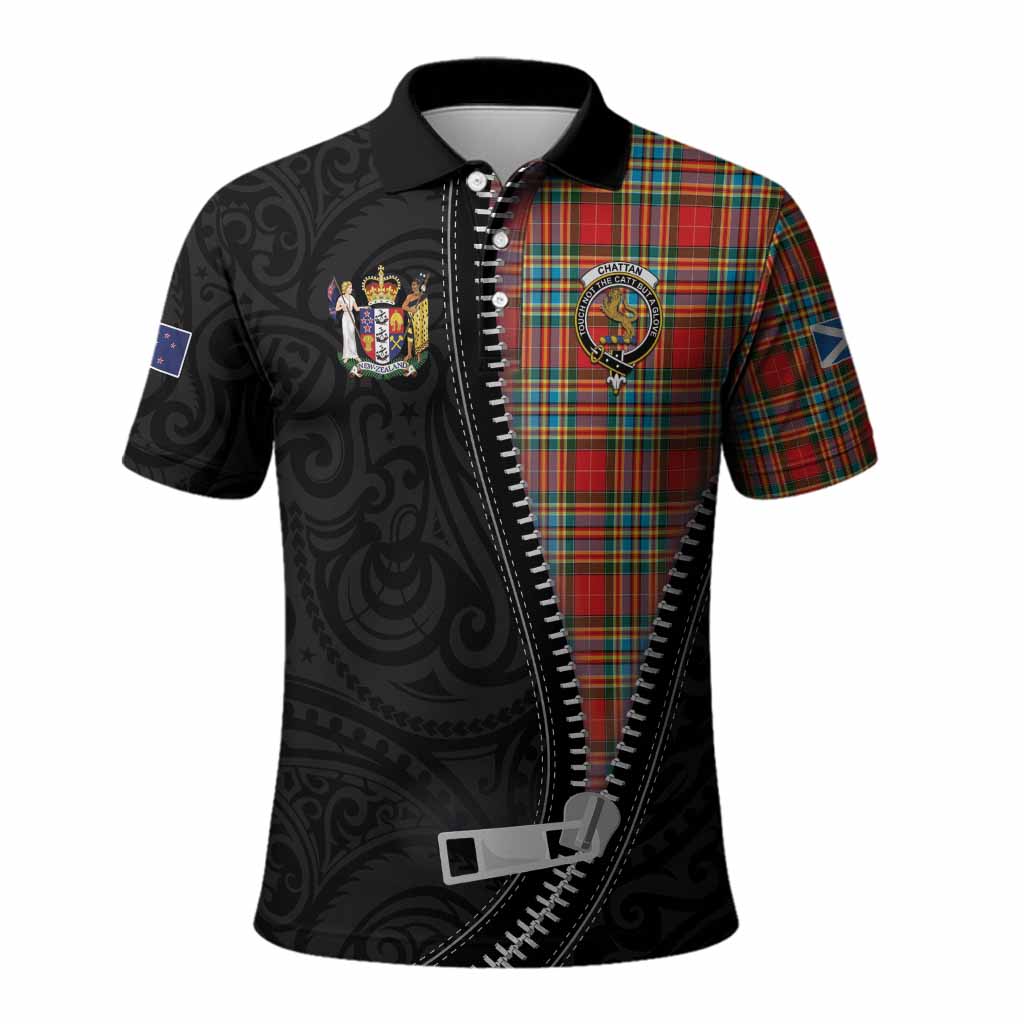 Chattan Tartan Polo Shirt New Zealand Pattern Unique Zipper Stylized
