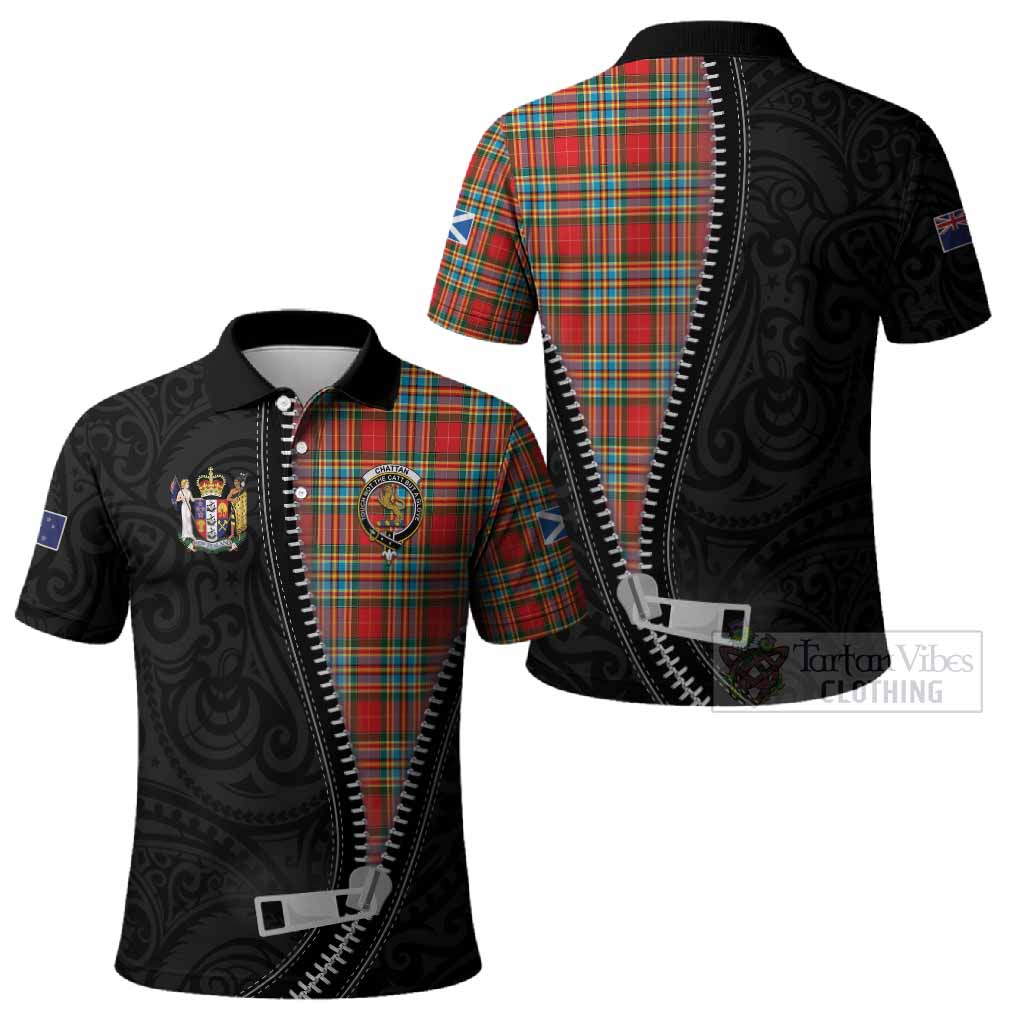 Chattan Tartan Polo Shirt New Zealand Pattern Unique Zipper Stylized