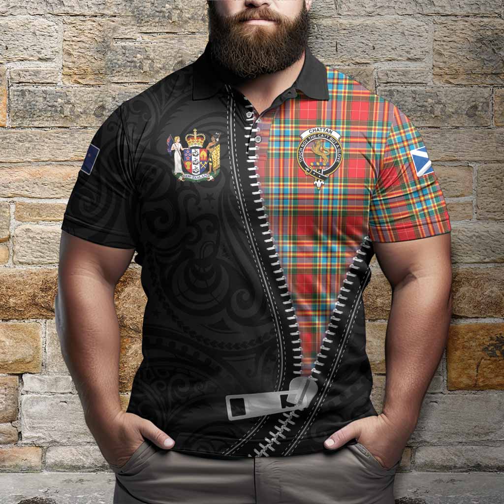 Chattan Tartan Polo Shirt New Zealand Pattern Unique Zipper Stylized