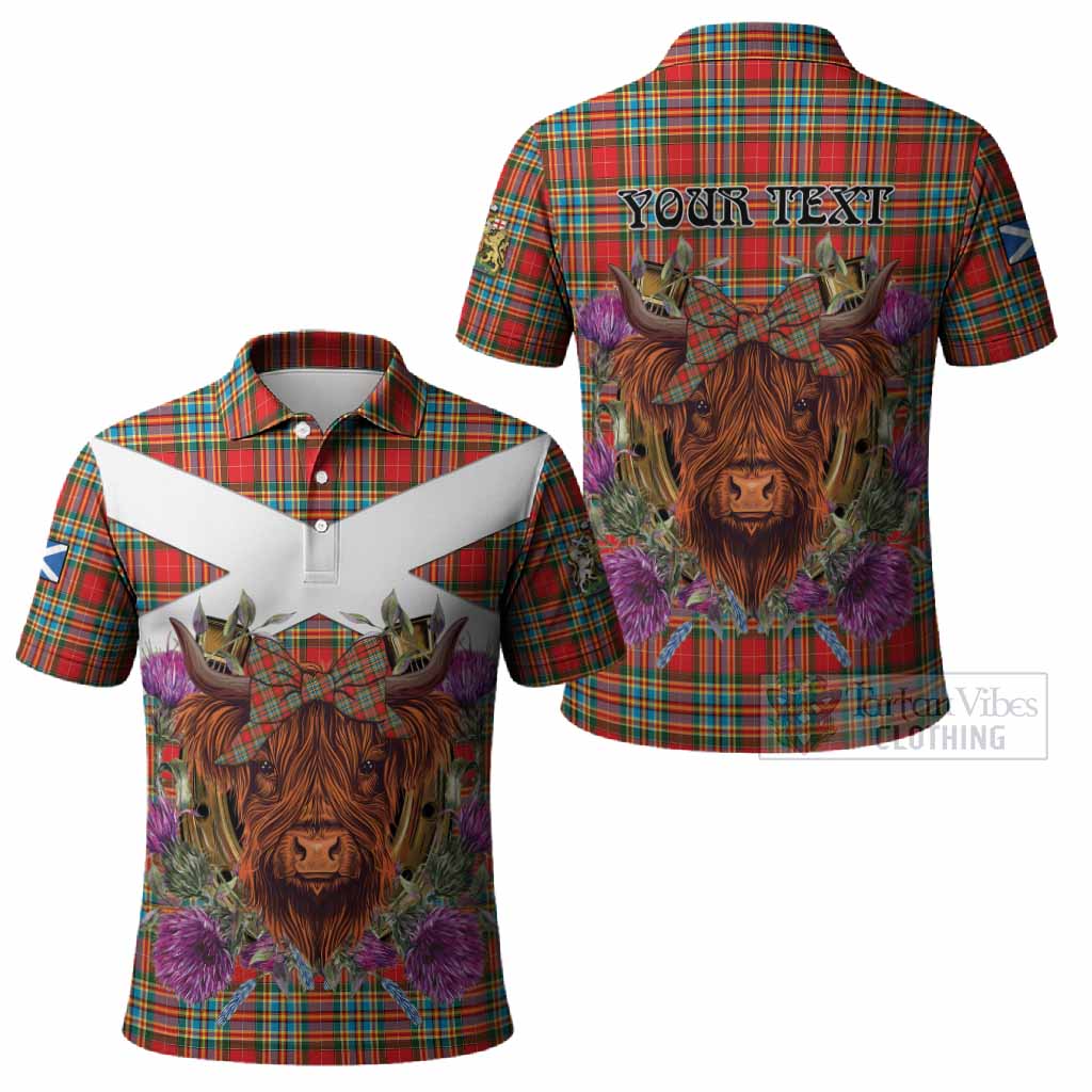 Chattan Tartan Polo Shirt Scottish Thistle Heilan Coo