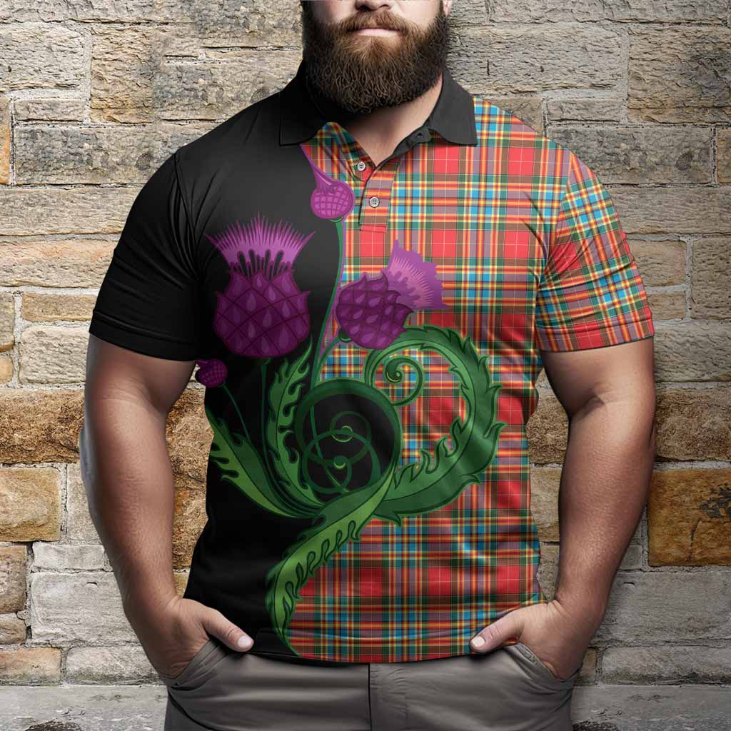 Chattan Tartan Polo Shirt Traditional Scottish Thistle