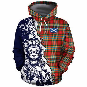 Chattan Tartan Scottish Cotton Hoodie Angry Lion With Soccer Ball Style
