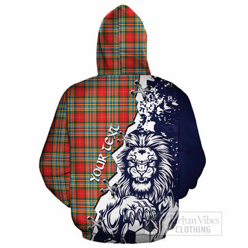 Chattan Tartan Scottish Cotton Hoodie Angry Lion With Soccer Ball Style
