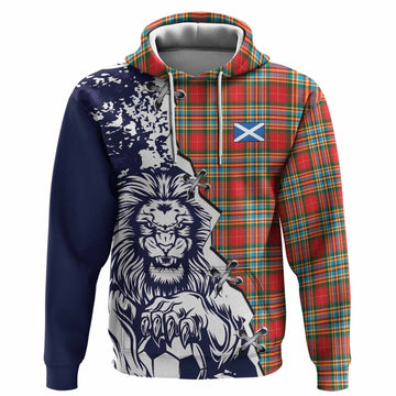 Chattan Tartan Scottish Hoodie Angry Lion With Soccer Ball Style