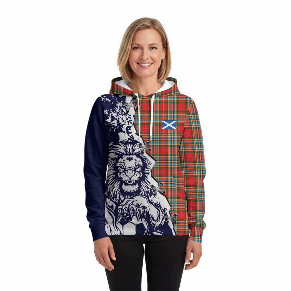 Chattan Tartan Scottish Hoodie Angry Lion With Soccer Ball Style