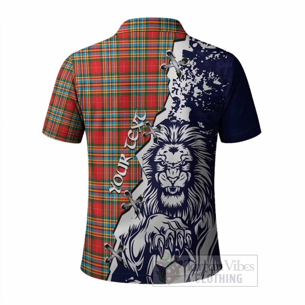 Chattan Tartan Scottish Polo Shirt Angry Lion With Soccer Ball Style