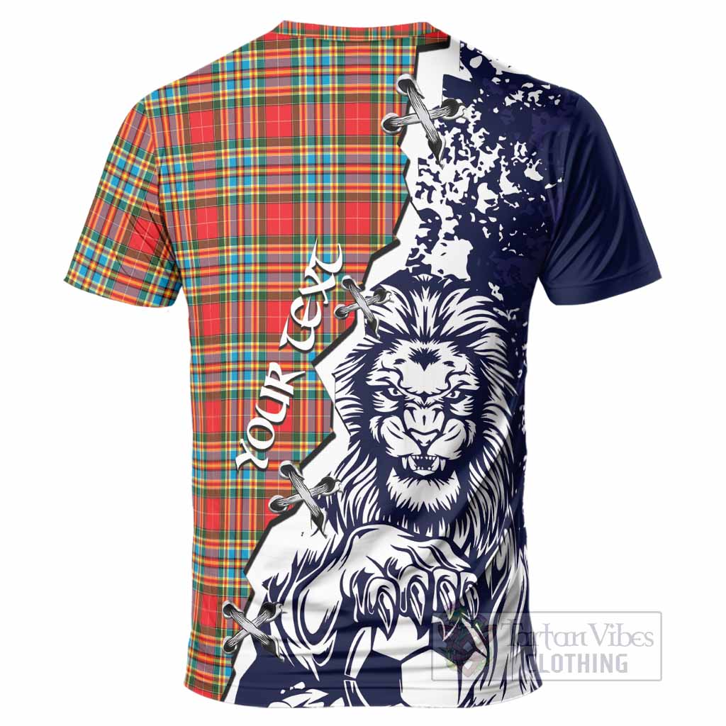 Chattan Tartan Scottish T-Shirt Angry Lion With Soccer Ball Style