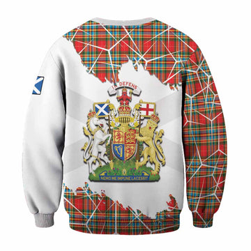 Chattan Tartan Sweatshirt with Family Crest and Lion Rampant Grunge Style