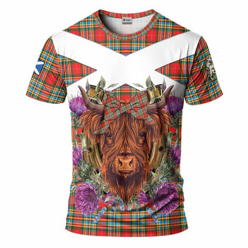 Chattan Tartan T-Shirt Scottish Thistle Heilan Coo