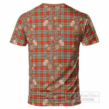 Chattan Tartan T-Shirt Seamless Scottish Thistle Flowers