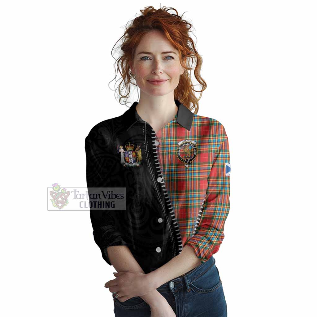 Chattan Tartan Women Casual Shirt New Zealand Pattern Unique Zipper Stylized