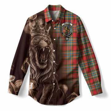 Chattan Tartan Women Casual Shirt Roaring Lion Heritage