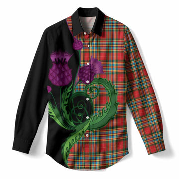 Chattan Tartan Women Casual Shirt Traditional Scottish Thistle
