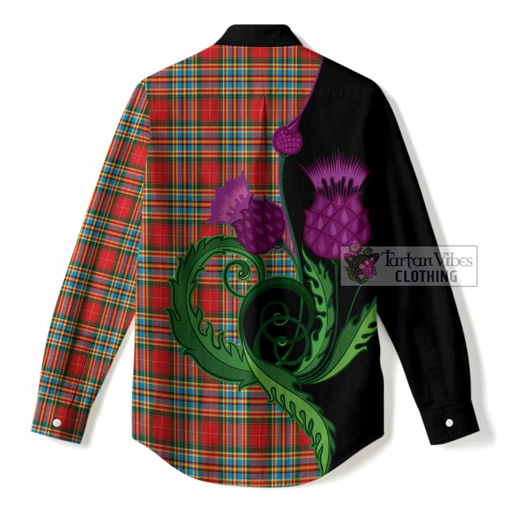 Chattan Tartan Women Casual Shirt Traditional Scottish Thistle