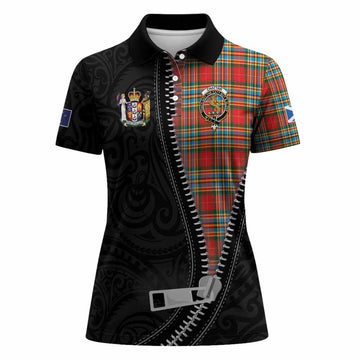 Chattan Tartan Women Polo Shirt New Zealand Pattern Unique Zipper Stylized