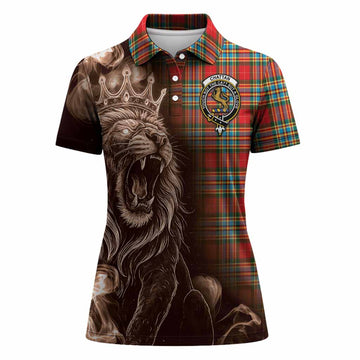 Chattan Tartan Women Polo Shirt Roaring Lion Heritage