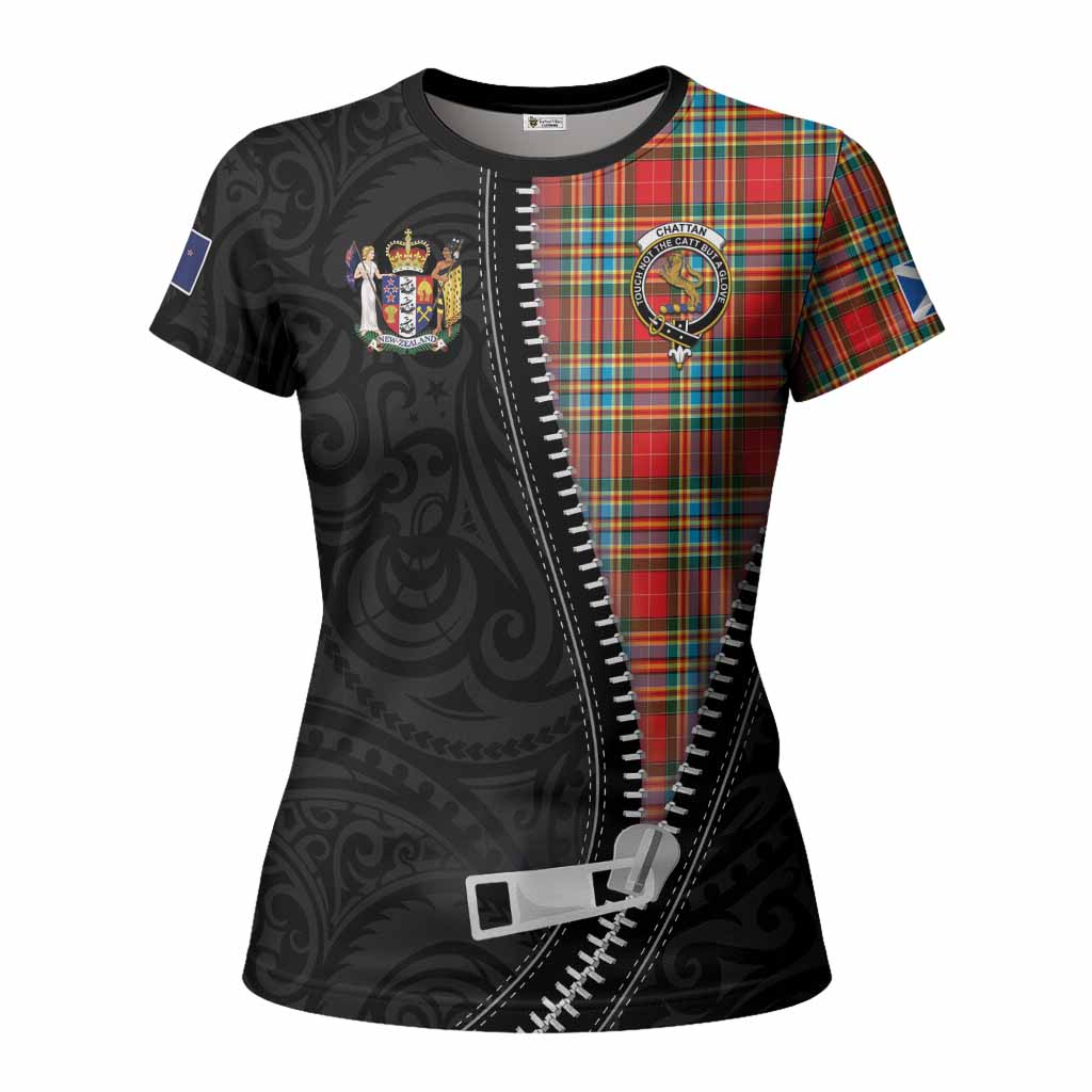 Chattan Tartan Women T shirt New Zealand Pattern Unique Zipper Stylized