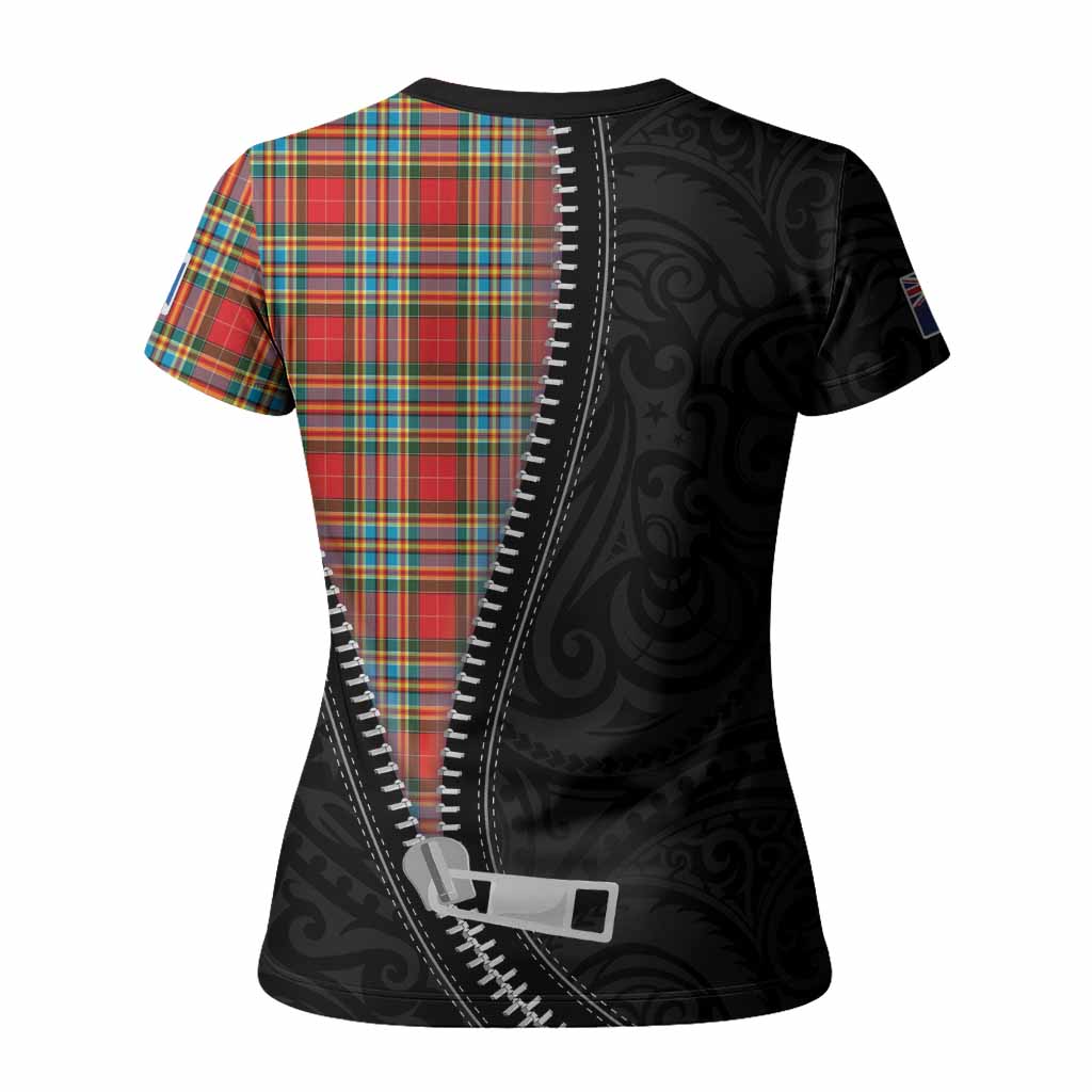 Chattan Tartan Women T shirt New Zealand Pattern Unique Zipper Stylized