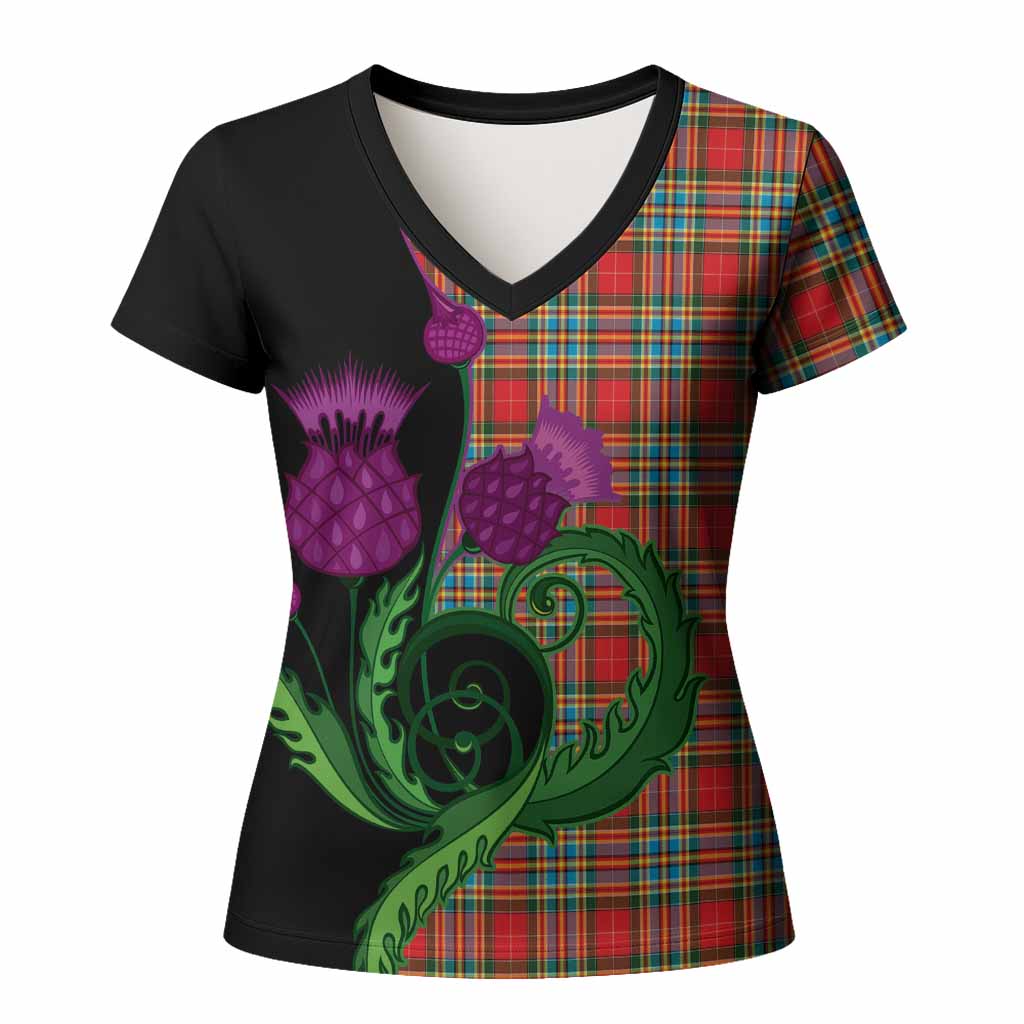 Chattan Tartan Women T shirt Traditional Scottish Thistle