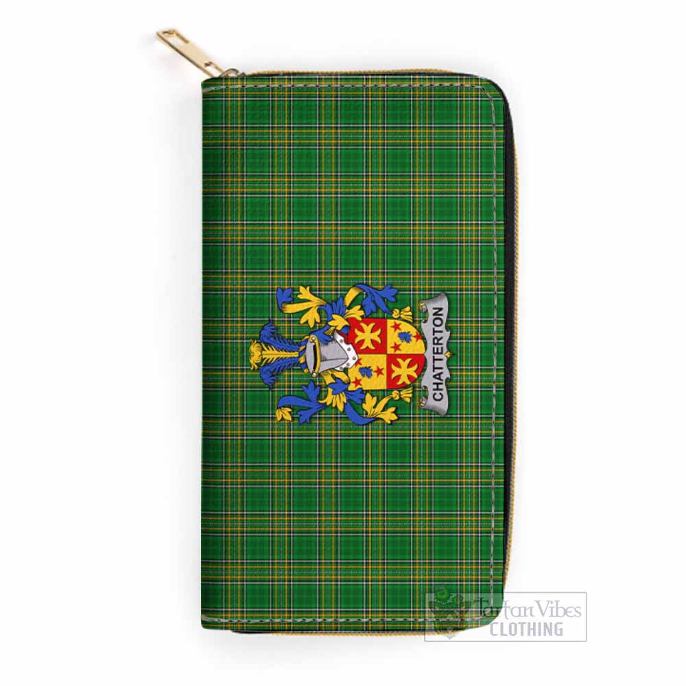 Tartan Vibes Clothing Chatterton Irish Clan Tartan Women's Leather Wallet with Coat of Arms