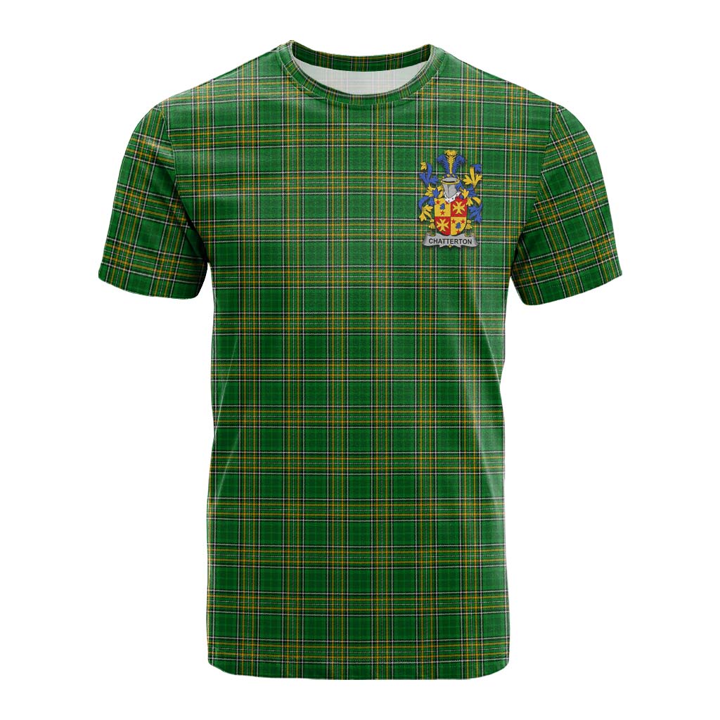 Tartan Vibes Clothing Chatterton Irish Clan Tartan Cotton T-shirt with Coat of Arms