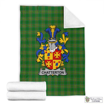 Tartan Vibes Clothing Chatterton Irish Clan Tartan Blanket with Coat of Arms