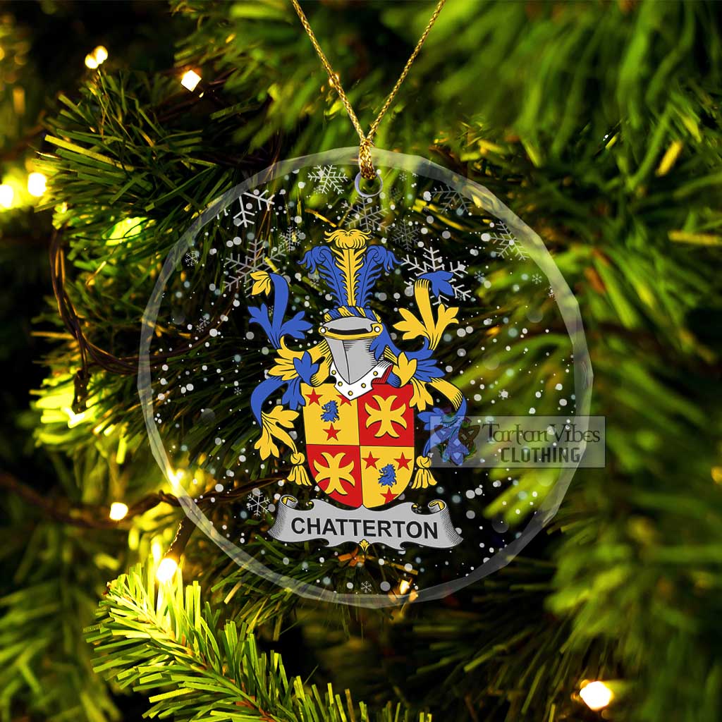 Tartan Vibes Clothing Chatterton Irish Clan Christmas Glass Ornament with Coat of Arms