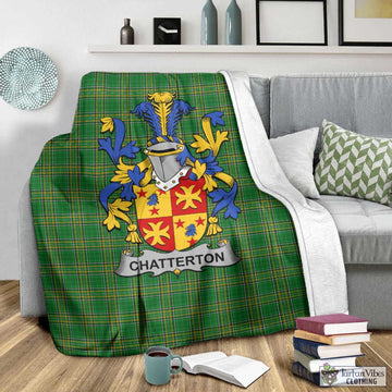 Tartan Vibes Clothing Chatterton Irish Clan Tartan Blanket with Coat of Arms