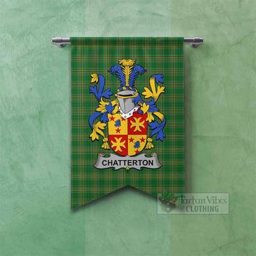 Chatterton Irish Clan Tartan Gonfalon, Tartan Banner with Coat of Arms