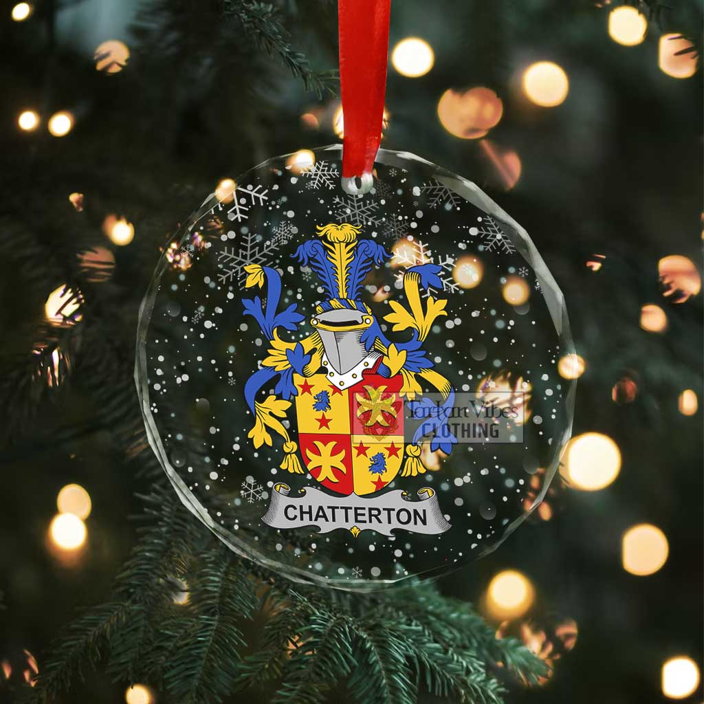 Tartan Vibes Clothing Chatterton Irish Clan Christmas Glass Ornament with Coat of Arms