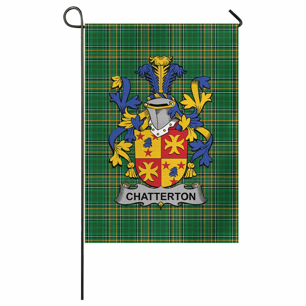 Chatterton Irish Clan Tartan Flag with Coat of Arms