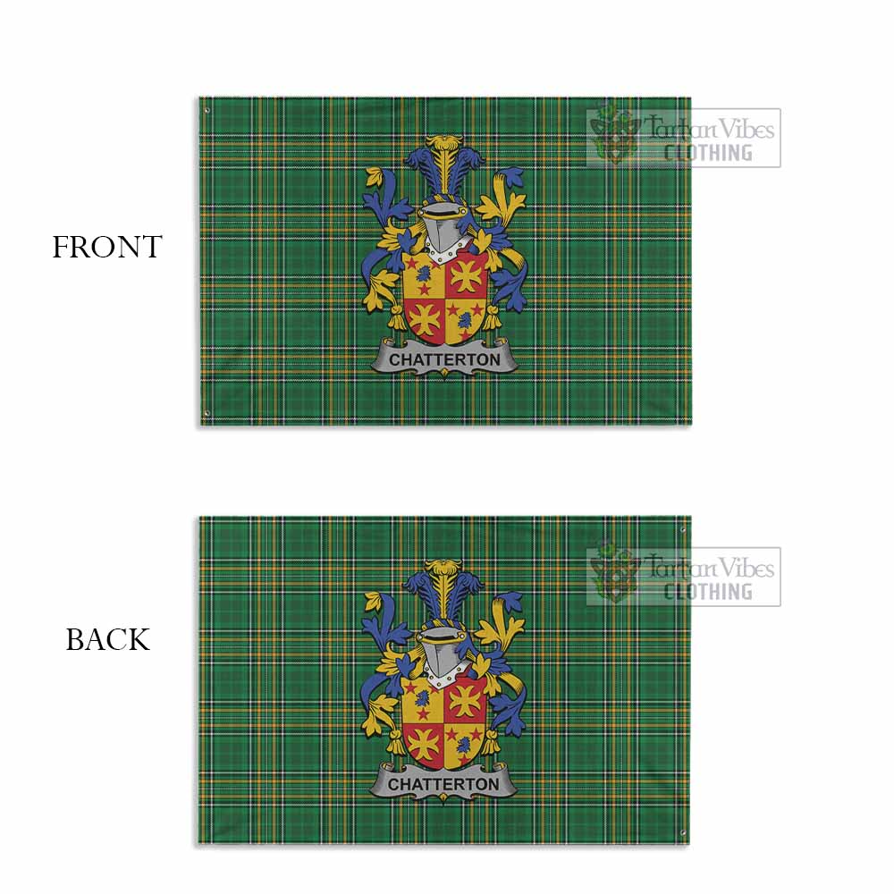 Tartan Vibes Clothing Chatterton Irish Clan Tartan House Flag with Coat of Arms