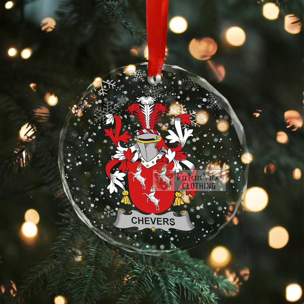 Chevers Irish Clan Christmas Glass Ornament with Coat of Arms - 2D-tartanvibesclothing